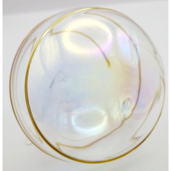 Silvestri Hand Blown Glass Ornament Iridescent Globe With Gold Swirl Christmas - Picture 5 of 12